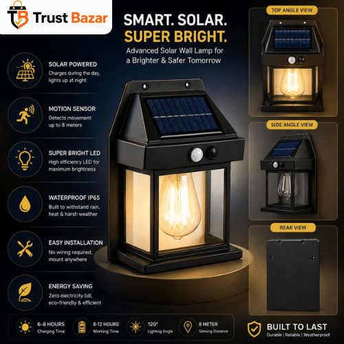 LED Solar Wall Lamp | Outdoor Security Light - Trust Bazar