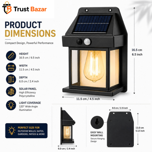 LED Solar Wall Lamp | Outdoor Security Light - Trust Bazar